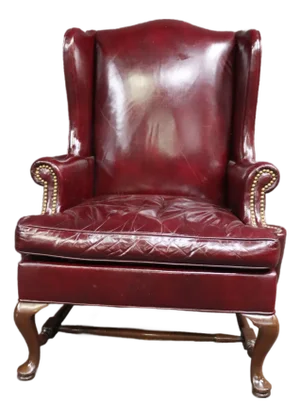 Hickory Chair Company Leather Queen Ann Style Wingback