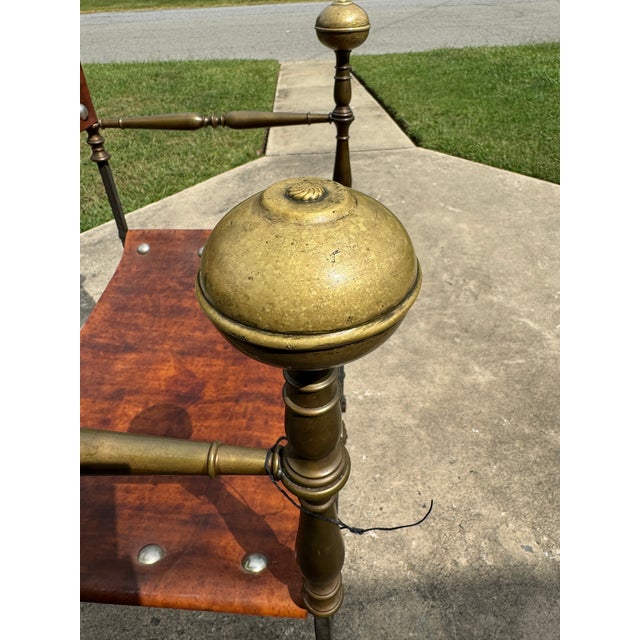 Vintage Italian Wrought Iron, Brass & Leather Curule Chair For Sale - Image 11 of 11