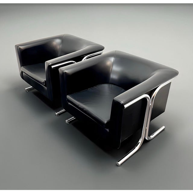 1940s Bauhaus Art Deco Lounge Chairs in Tubular Steel and Chrome, 1940s, Set of 2 For Sale - Image 5 of 18