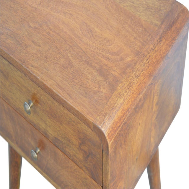 2020s Curved Chestnut Two-Drawer Nightstand For Sale - Image 5 of 8