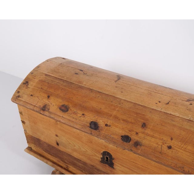 Wood Antique Pine Chest with Domed Lid, 19th Century For Sale - Image 7 of 12