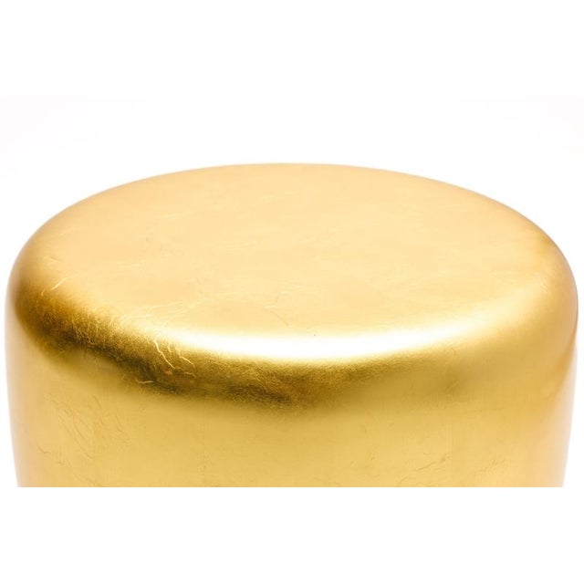 Medium Satin Varnish Yellow Gold Leaf Side Table by Reda Amalou Design For Sale - Image 4 of 11