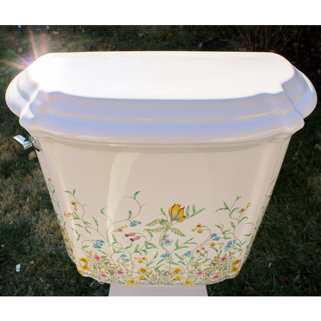 Early 21st Century Kohler Artist Edition English Trellis Porcelain Pedestal Sink & Toilet - Set of 2 For Sale - Image 10 of 13