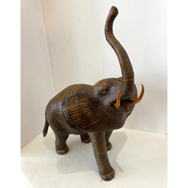 Wood Large Chinese Wicker Elephant Box, Early 20th C For Sale - Image 7 of 12