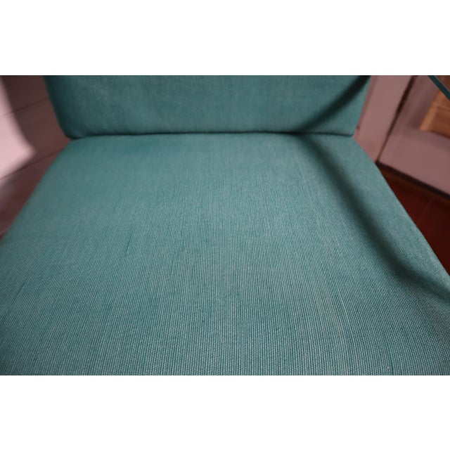 Metal Vintage Pair Mid Century Chrome Frame Chairs Milo Baughman Style Green Fabric Modern Retro Sculptural 60's 70’s For Sale - Image 7 of 14