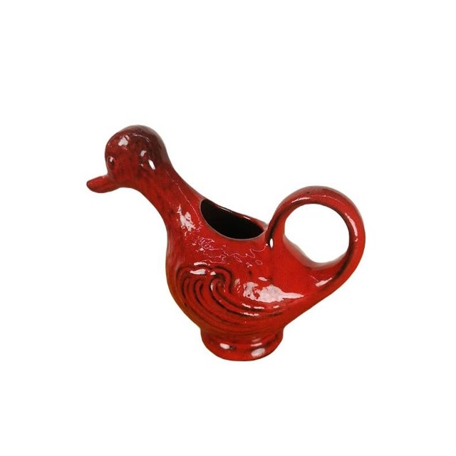 Mid-Century Red Glazed Duck Pot For Sale - Image 11 of 11
