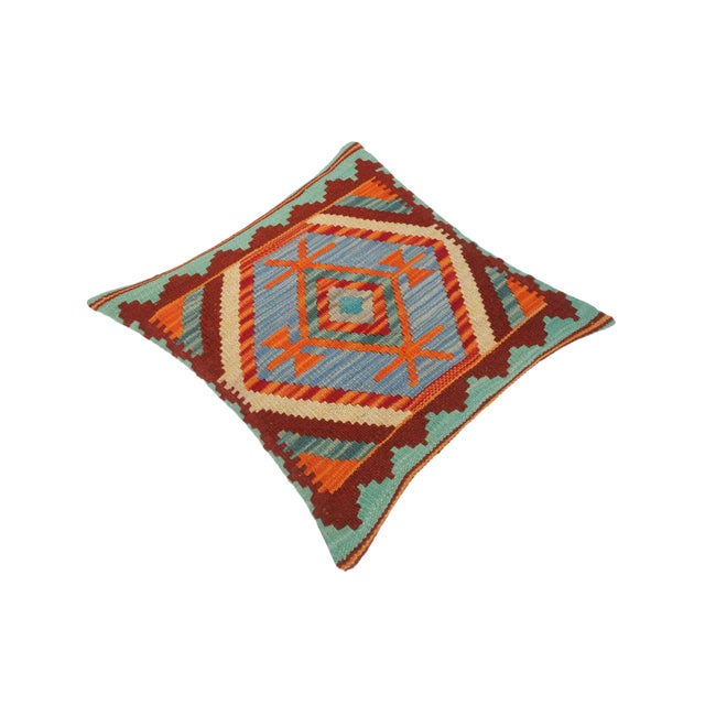 1990s 1990s Shabby Chic Tribal Turkish Hand Woven Kilim Throw Pillow For Sale - Image 5 of 8