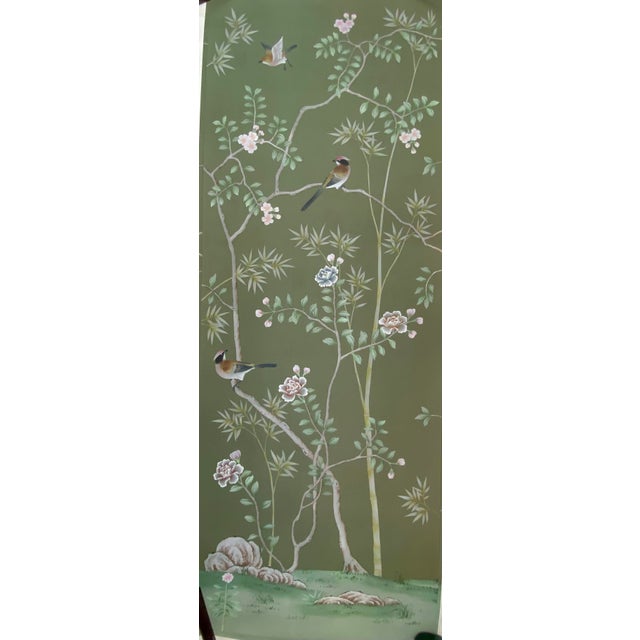 Chinoiserie Vintage Style Hand-Painted Chinoiserie Wallpaper For Sale - Image 3 of 9