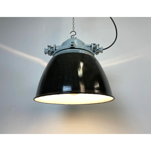 Grey Explosion Proof Lamp with Black Enameled Shade from Elektrosvit, 1970s For Sale - Image 10 of 13
