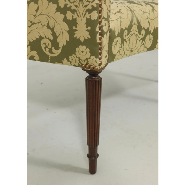 Sheraton Style Damask Upholstered Window Bench For Sale - Image 4 of 8