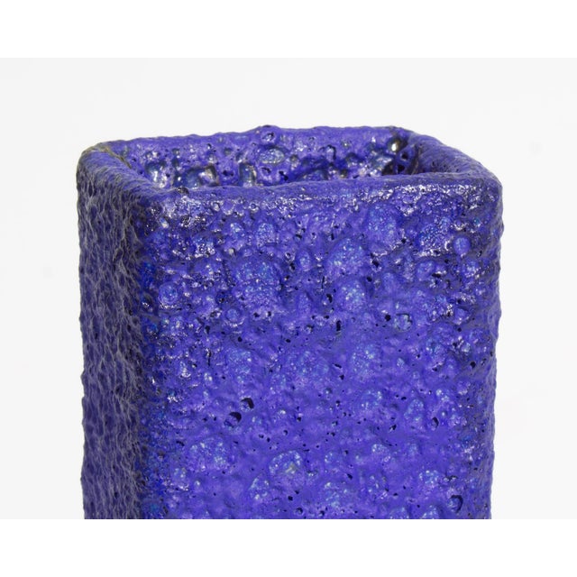 Mid-Century Modern West German Fat Lava Blue Vase by Silberdistel Keramik For Sale - Image 3 of 6