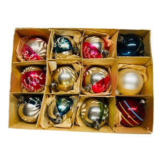 Vintage German Glass Holiday Ornaments- Set of 12 For Sale