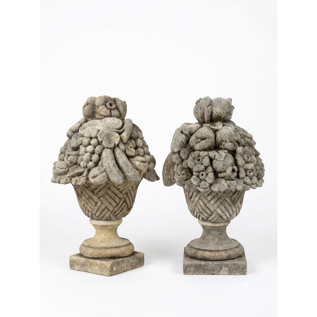 Exuding classic Mediterranean charm and Neoclassical elegance, this exceptional pair of vintage cast stone finials offers...