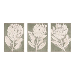 Protea Triptych Hand-Embellished Giclees, Set Of 3 For Sale