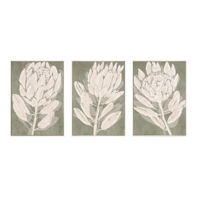 Protea Triptych Hand-Embellished Giclees, Set Of 3 For Sale
