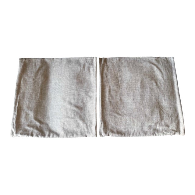 Restoration Hardware Linen-Blend Pillow Covers With Feather Inserts — Pair For Sale