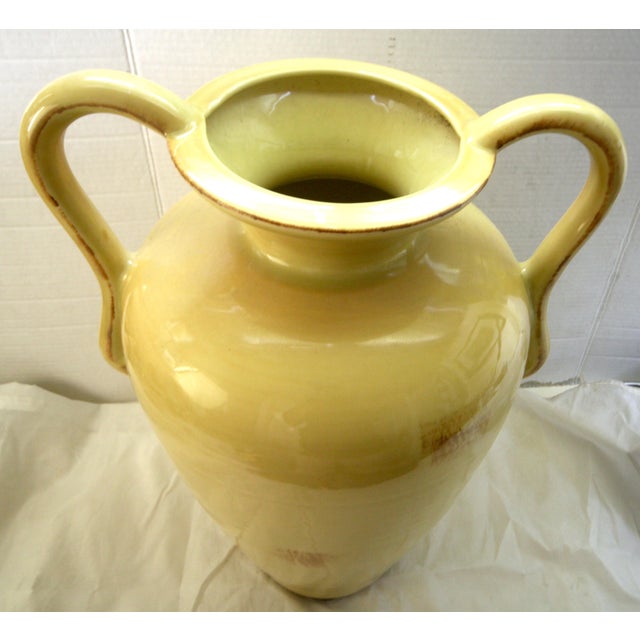 1950s Oversize 1950s Haeger Potteries 20" Pastel Yellow Ceramic Amphora Floor Vase For Sale - Image 5 of 11