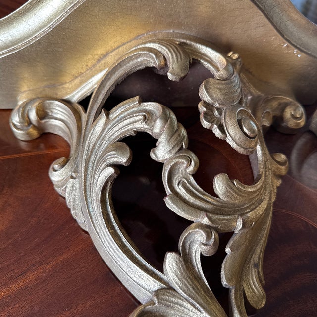 1980s Set of Two Syroco Wood Shelves, Sconces, Gold For Sale - Image 11 of 11