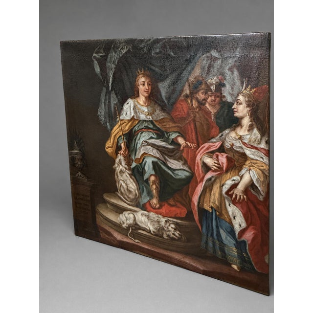 Realism Johann Georg Tompke Attributed Solomon and Queen of Sheba Oil Painting C. 1766 For Sale - Image 3 of 15