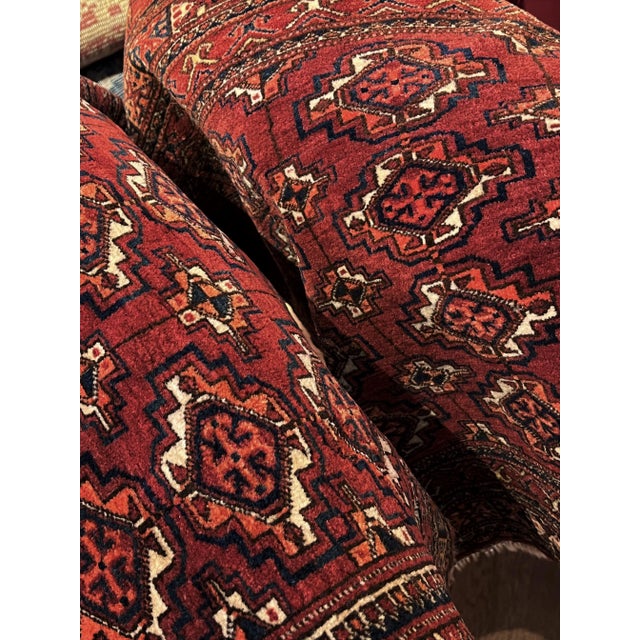 20th Century Red & Blu Geometric Caucasian Nomad Chuval Rug For Sale - Image 11 of 14