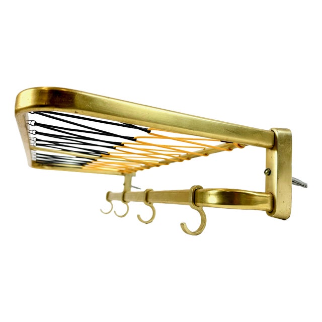 Mid-Century Modern Aluminium and Brass Coat and Hat Rack, 1960s For Sale