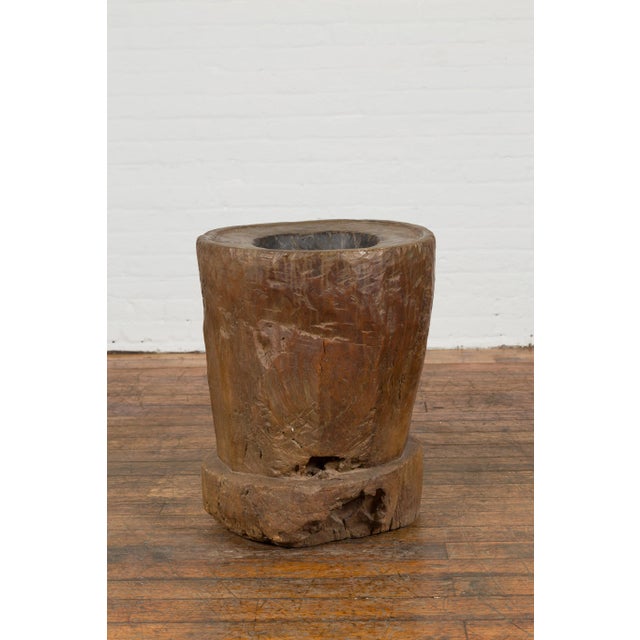 Antique Indonesian Rustic Tree Stump Planter with Weathered Appearance For Sale - Image 4 of 10