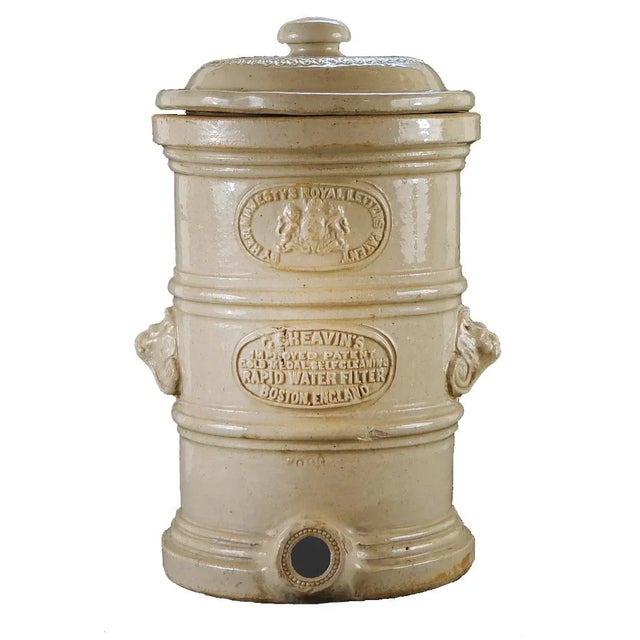 Vintage English Stoneware Water Filter For Sale - Image 10 of 11