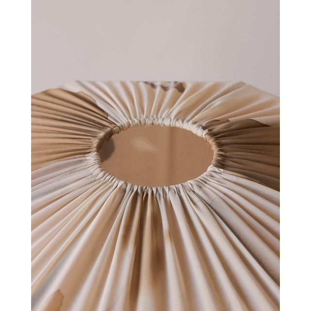 Cream Hand-Painted Silk Standing Table Lantern on Metal Base For Sale - Image 8 of 8