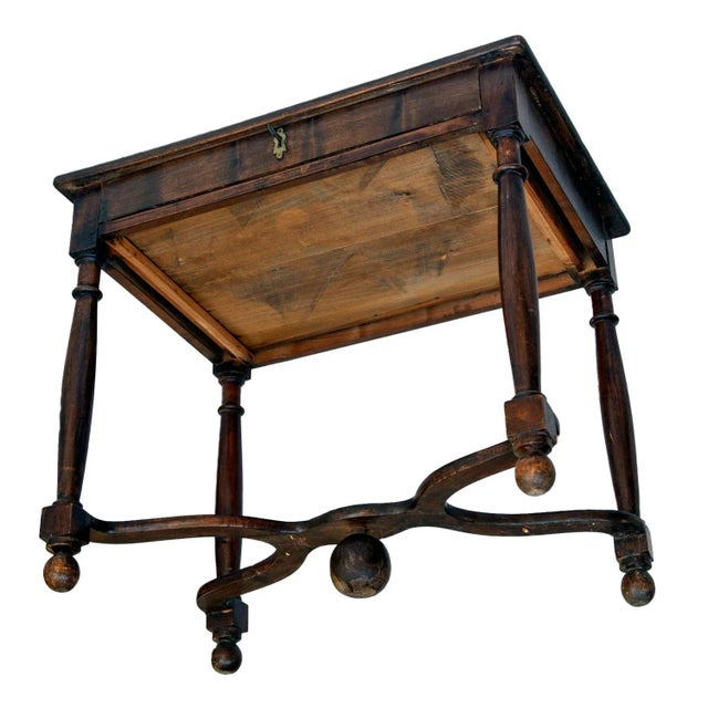 Wood 18th Cen.,French Louis XIII Style Walnut Side Table With Curving X-Form Stretcher For Sale - Image 7 of 8