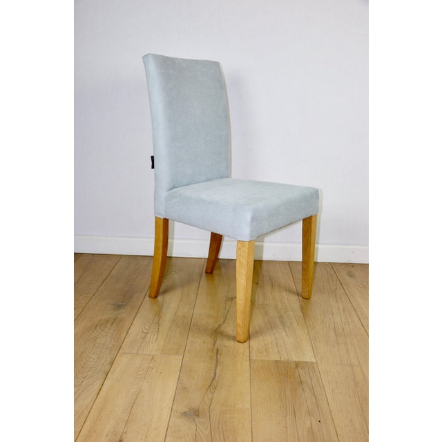 Celadon Blue Upholstered Oak Chairs from Ikea, 1970s, Set of 2 For Sale - Image 11 of 13