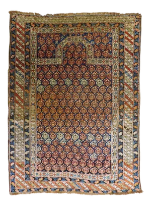 Genuine Antique Hand Made Caucasian Prayer Rug. 3'8"x 5'