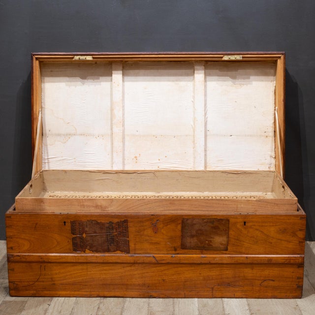 19th C. Monogrammed Travel Blanket Chest Trunk For Sale - Image 10 of 14