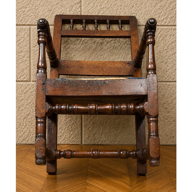 Louis xiii period armchair in walnut, circa 1680-1700 an authentic louis xiii period armchair, crafted from solid walnut,...
