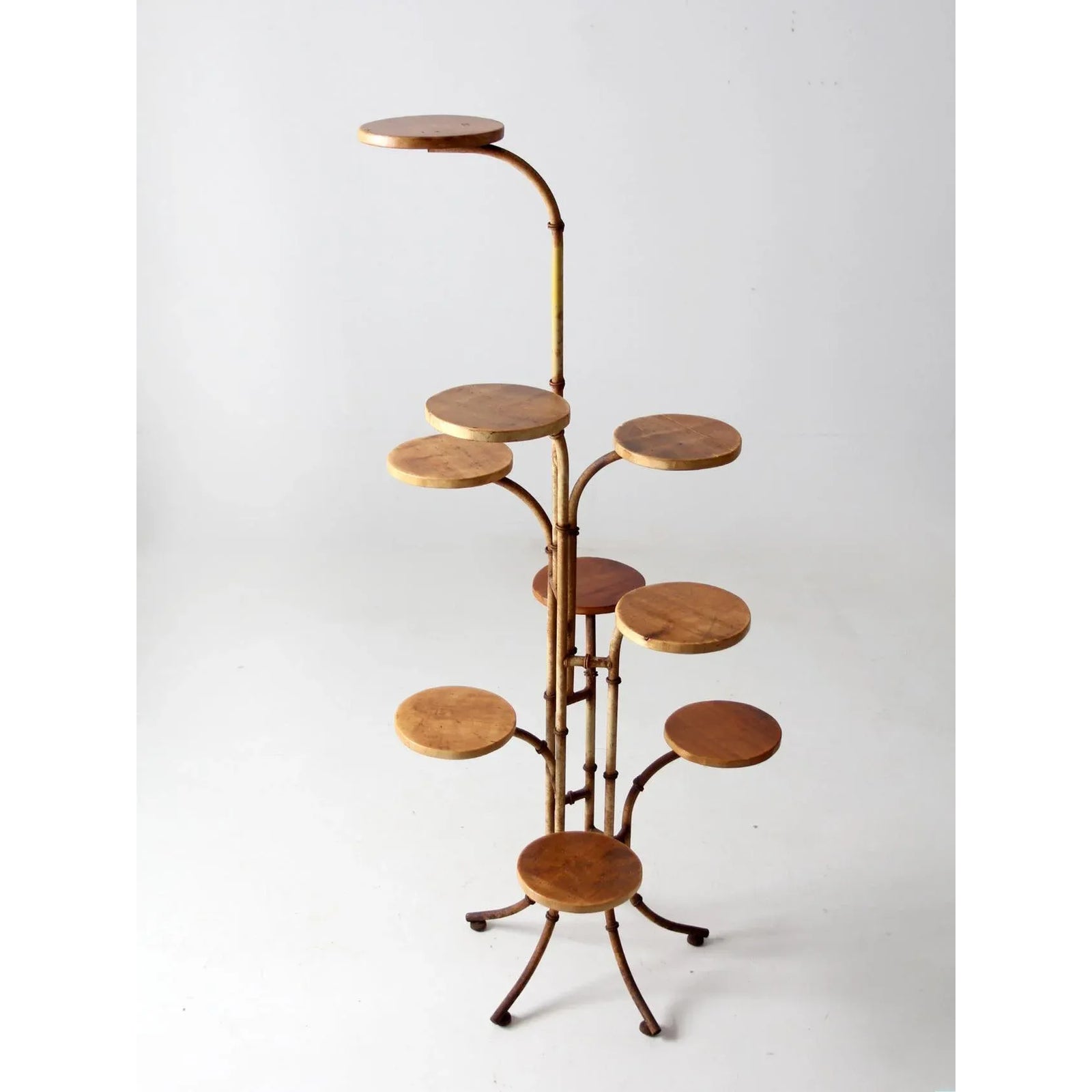 Vintage Mid-Century Tiered Bamboo-Style Plant Stand