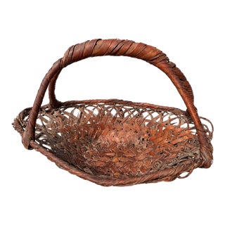 Antique 1920's Japanese Bamboo Ikebana Hanakago Flower Basket For Sale