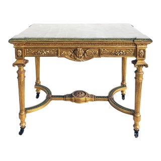 18th Century French Louis XVI Giltwood Console Table With Inset Onyx Top For Sale