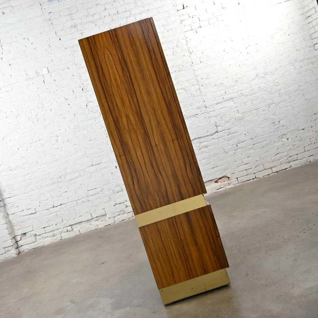 Brown Vintage Modern Rosewood & Brass Plate Wardrobe or Chifforobe by Milo Baughman Thayer Coggin For Sale - Image 8 of 18