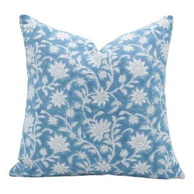 Fabdivine Handcrafted Block Print Cushion Cover 14x14 Inch Thick Cotton White-Aradhana For Sale