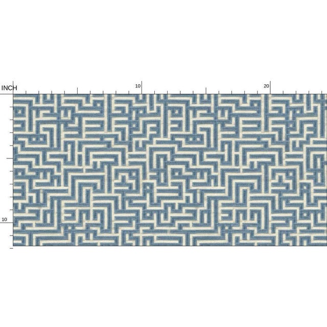 Bronte Ribbon Maze Traditional Wallpaper – Indigo Blue Double Roll For Sale In Atlanta - Image 6 of 8