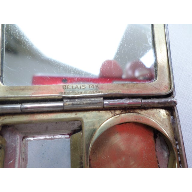 1920s Antique R & G Co Belais Guilloche 14k White Gold Front Sterling Compact For Sale - Image 9 of 12