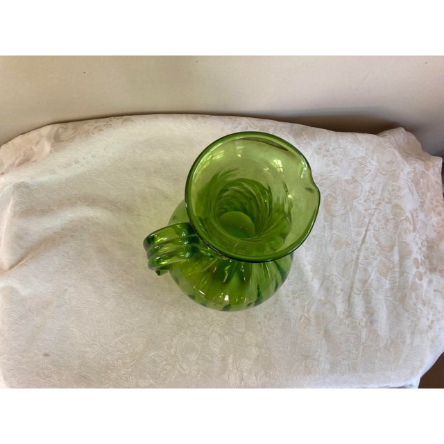 Blenko Mid Century Blenko Giant Handblown Green Pitcher For Sale - Image 4 of 4