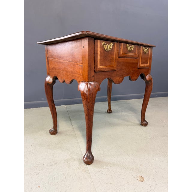 Wood George III Walnut Lowboy Dressing Table, English C. 1770 With Boxwood Stringing For Sale - Image 7 of 14