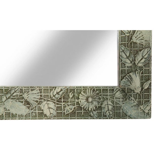 Victorian Early 20th Century Victorian Rectangle Mirror With Flowers on Grid For Sale - Image 3 of 7