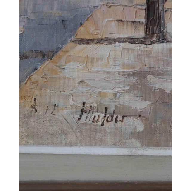 This evocative French oil on canvas depicts Montmartre’s celebrated Place du Tertre, animated by strolling figures and...