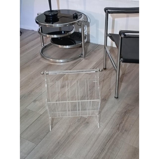 Vintage French Acrylic Glass Magazine Rack, 1980s For Sale - Image 4 of 11
