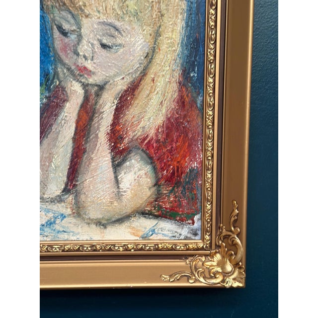 Alf Forslund, Girl in Thought, 1960s, Oil on Canvas, Framed For Sale - Image 6 of 14