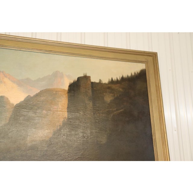 Albert Bierstadt Monumental Signed Henry Arthur Elkins Oil Painting of Colorado Mountain River For Sale - Image 4 of 13