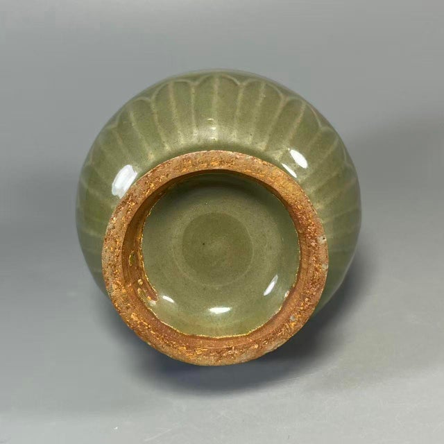 Vintage Chinese Longquan Celadon Decorative Vase With Double Ears Ring, Oriental Classic Art Ceramic For Sale - Image 6 of 6