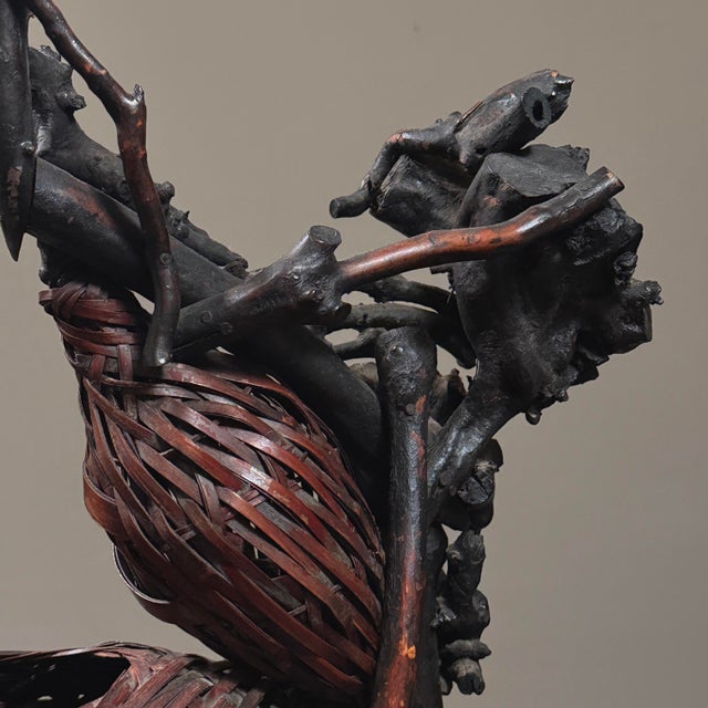 Wood Vintage Japanese Nest-Form Art Nouveau Style Ikebana Basket (Su-Ikebana Kago) For Sale - Image 7 of 12