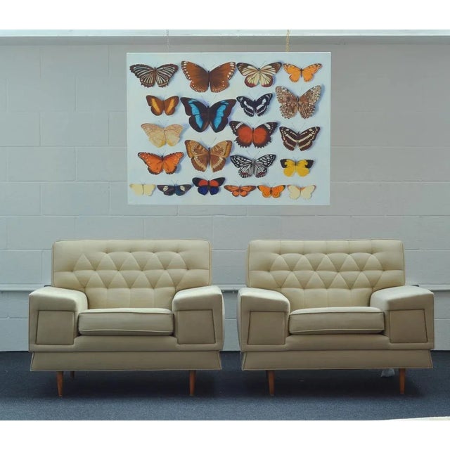 1950s Large Cream Club Chairs Attributed to Paul McObb, 1950s, Set of 2 For Sale - Image 5 of 13